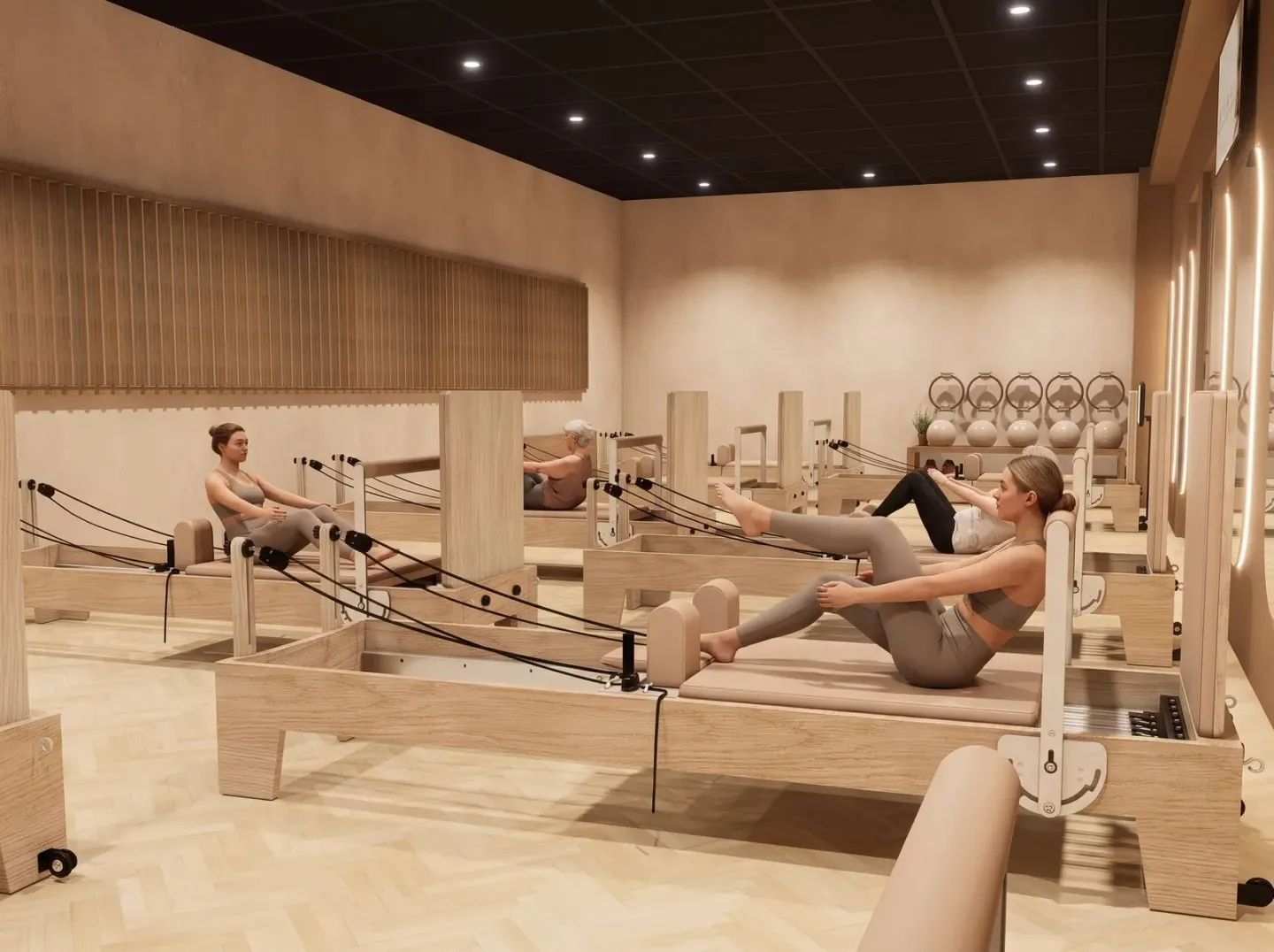 Een begeleide Reformer Pilates les in kleine groep